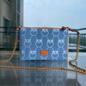 Pinko Swallow Denim Underarm Canvas Bag